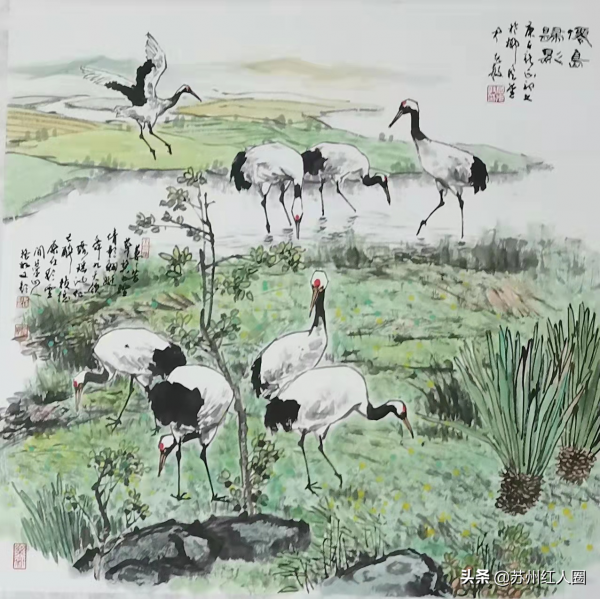 尹先敦國畫作品集評，畫作鶴舞九天仙氣十足，被無數藝術大師讚賞