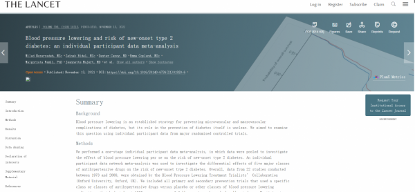 柳葉刀:降低血壓能預防糖尿病!但要注意,降壓藥的選擇很重要 柳葉刀:降低血壓能預防糖尿病!但要注意,降壓藥的選擇很重要