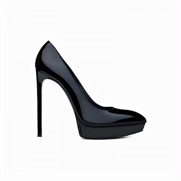 SAINT LAURENT“CLASSIC JANIS 105 ESCARPIN”黑色專利高跟鞋