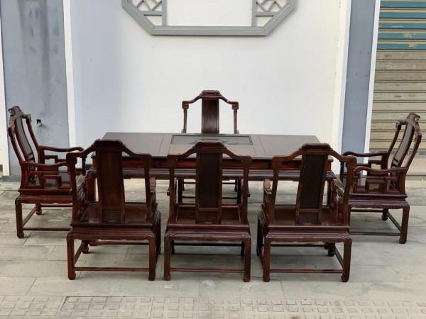 大紅酸枝無補黑飄紅馨香溼泡茶桌七件套