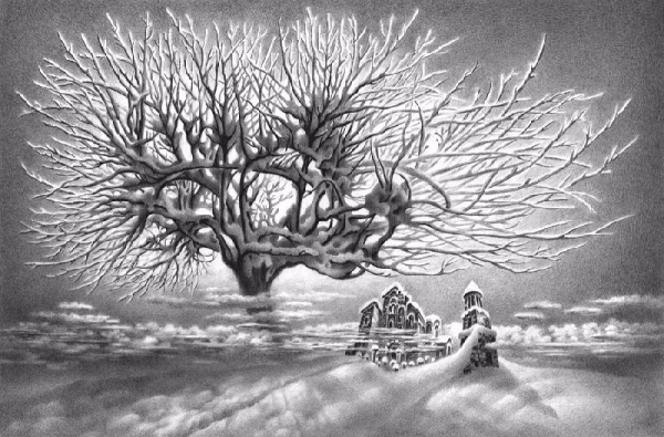 畫雪61年，74歲老人一支鉛筆將雪畫活