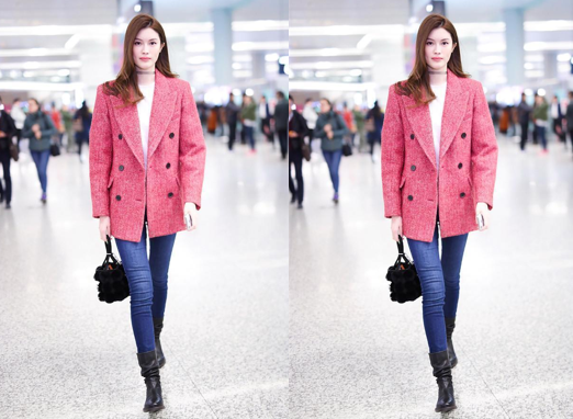 “超模”何穗簡單搭配都有氣場，穿純黑西裝大佬範太足，氣質絕了