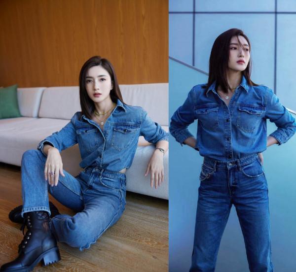 秋冬女明星牛仔褲穿搭示例：江疏影颯酷，曾黎嫵媚，劉令姿前衛