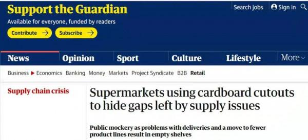 英國多家超市現“紙片商品”,網友調侃:真·畫餅充飢 英國多家超市現“紙片商品”,網友調侃:真·畫餅充飢