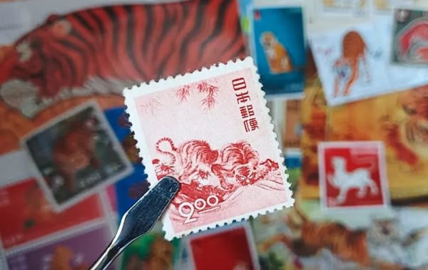 他生在虎年，痴迷收集老虎郵票，全球僅600張在流通，他就有500