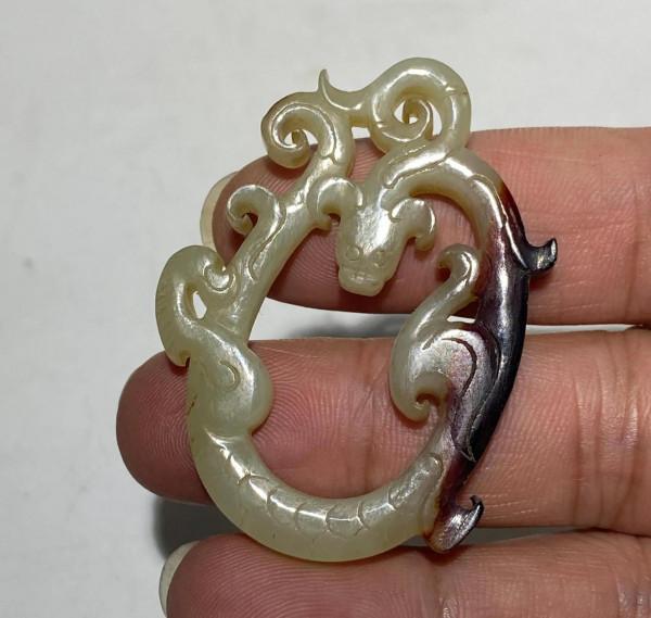 戰漢高古和田玉雞心佩