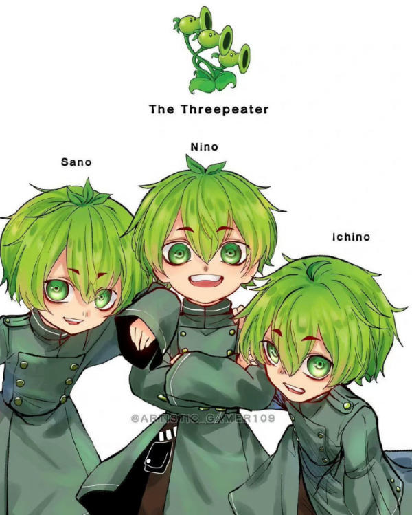 《植物大戰殭屍》擬人，豌豆是正太模樣，毀滅菇略病嬌