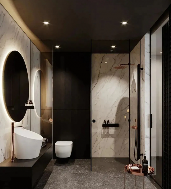 大理石衛生間設計，簡約輕奢