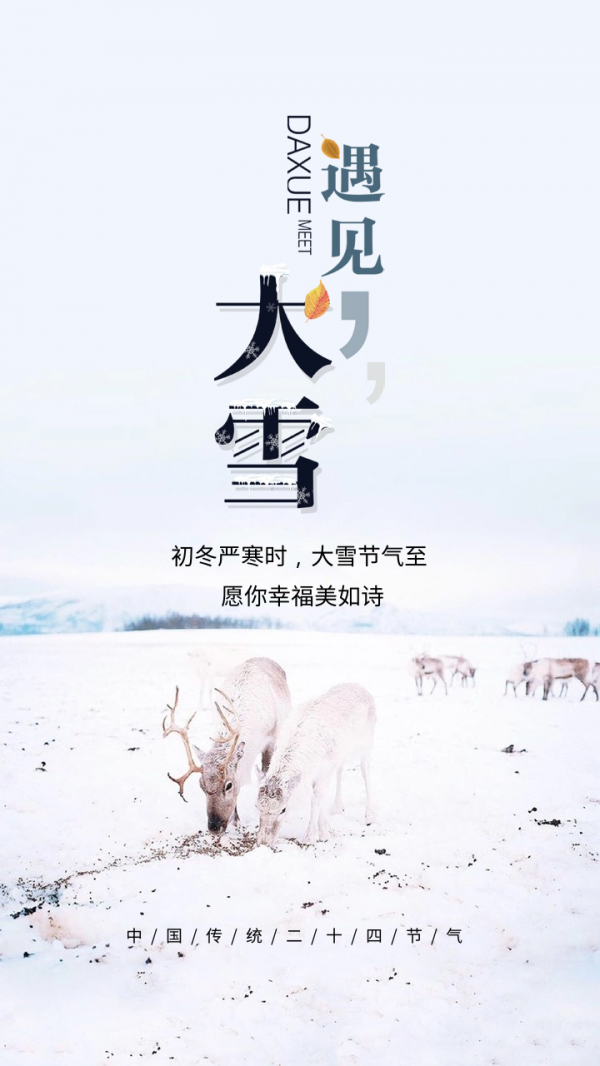 大雪節氣文案海報，大雪將至，萬事勝意