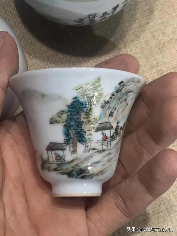 清代淺降彩山水畫溫酒器鑑賞