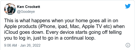 蘋果iCloud故障導致部分服務區域速度緩慢或無法使用