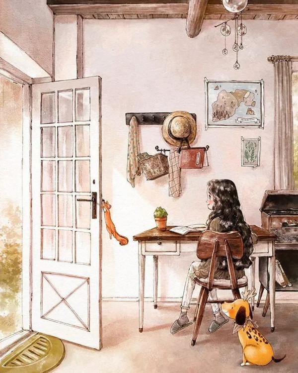 每日插畫｜aeppol的治癒系森林少女日記，休息一會兒再走也沒關係