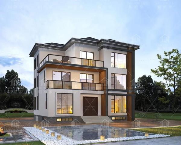 現代風130平三層住宅帶地下室 坡頂帶閣樓簡潔大氣