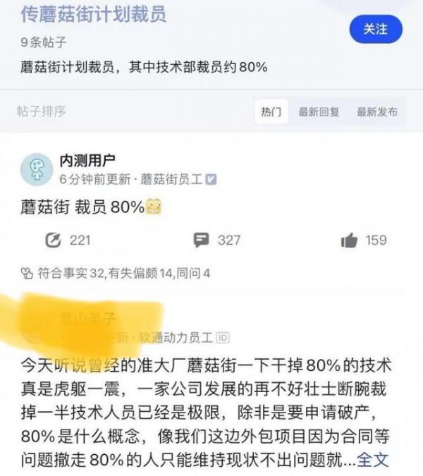 蘑菇街的技術研發部門裁員率高達80%，股價連年虧損