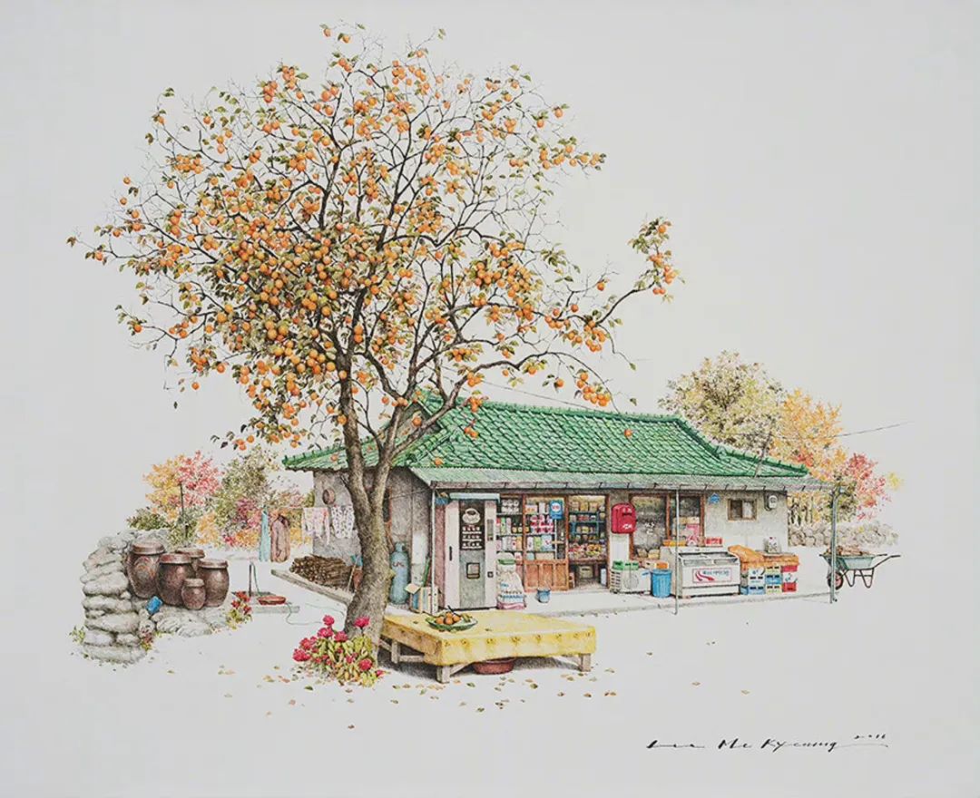 【繪畫參考】韓國畫師Lee me kyeoung記錄傳統街邊小店 ​（場景參考）