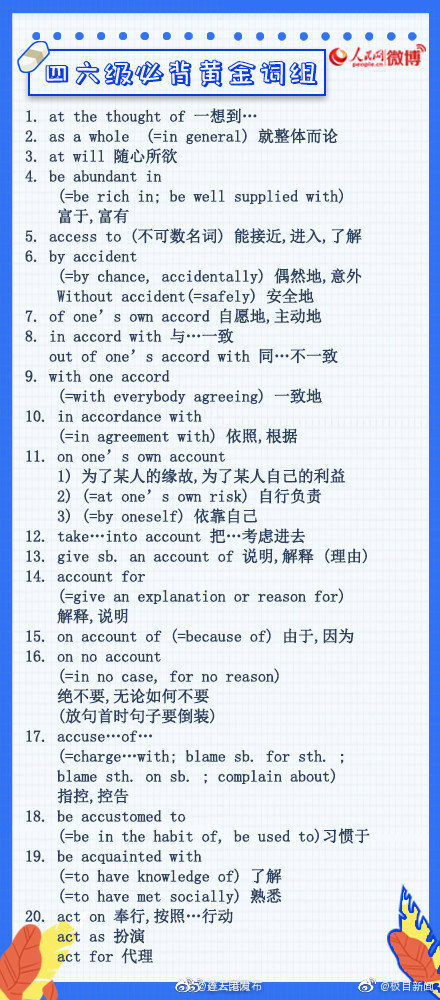 轉需!四六級高頻詞彙清單 轉需!四六級高頻詞彙清單