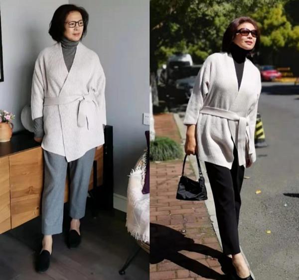 這才是60歲女人該有的早春look，&OpenCurlyDoubleQuote;針織衫&plus;九分褲&plus;平底鞋&rdquo;，好美