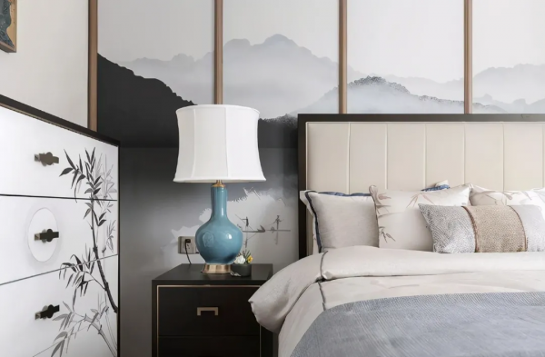 125㎡現代中式風新房，全屋菸灰藍配色，清爽明亮