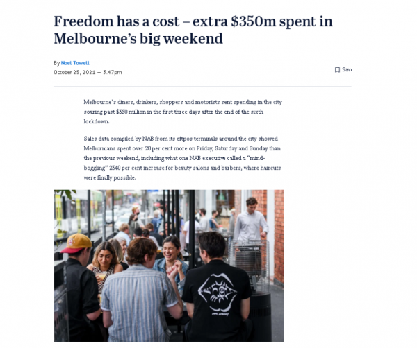 報復性消費來襲?墨爾本民眾解封首周狂花3.5個億 報復性消費來襲?墨爾本民眾解封首周狂花3.5個億