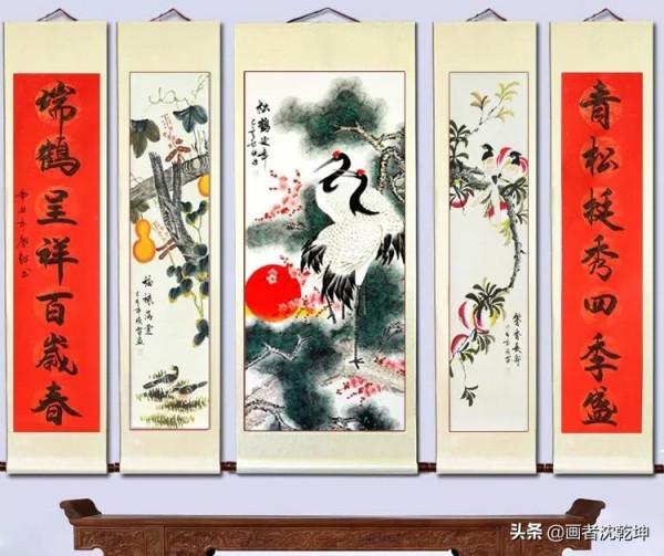 傳統中堂畫的佈局與講究，五聯中堂精品欣賞