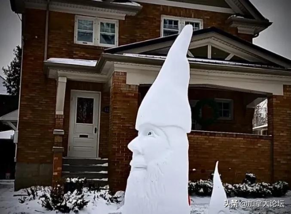 膜拜！安省男子家門口堆精美的雪獅冰雕讓眾人歎為觀止