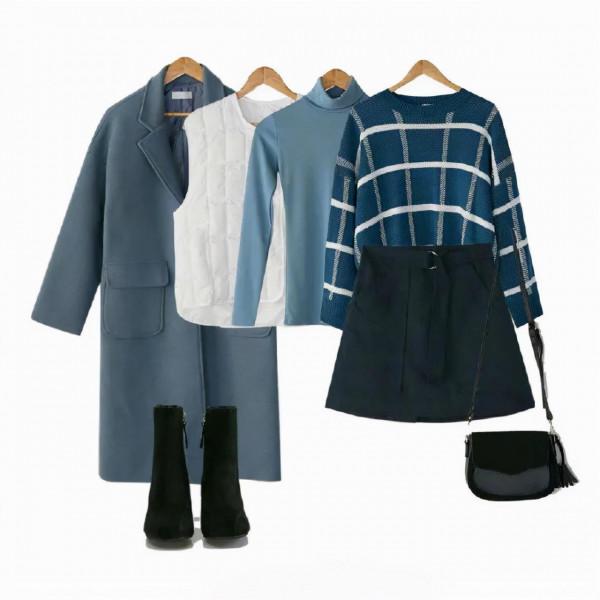 別隻會穿黑白灰，9套秋冬霧霾藍大衣搭配，好看溫柔不失高階感
