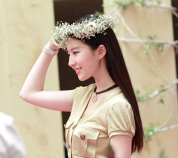 女星的頭戴花環造型，劉亦菲仙氣飄飄，殷桃顯老，孫儷像戴了鳥窩