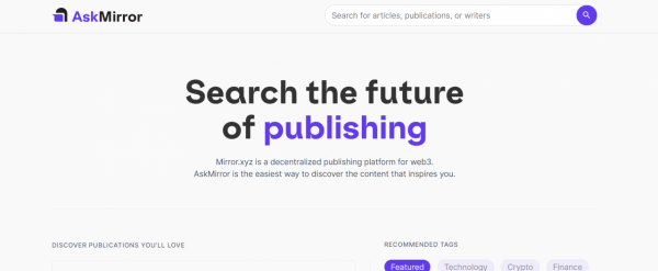 Mirror--內容經濟變革者，把你的文章鑄成NFT，還能“DAO”一下