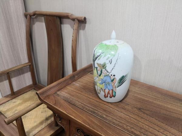 民國粉彩冬瓜罐