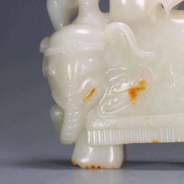 清代：和田玉龍耳鳳鈕雙聯蓋瓶