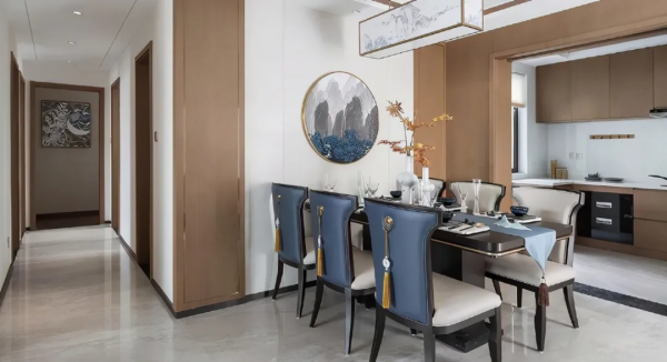 125㎡現代中式風新房，全屋菸灰藍配色，清爽明亮