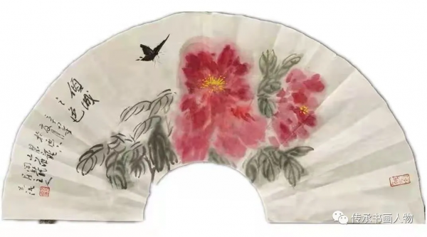吳強先生寫意牡丹扇面賞析 吳強先生寫意牡丹扇面賞析