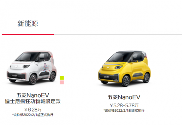 2月份開始執行 五菱NanoEV全系漲價3000元