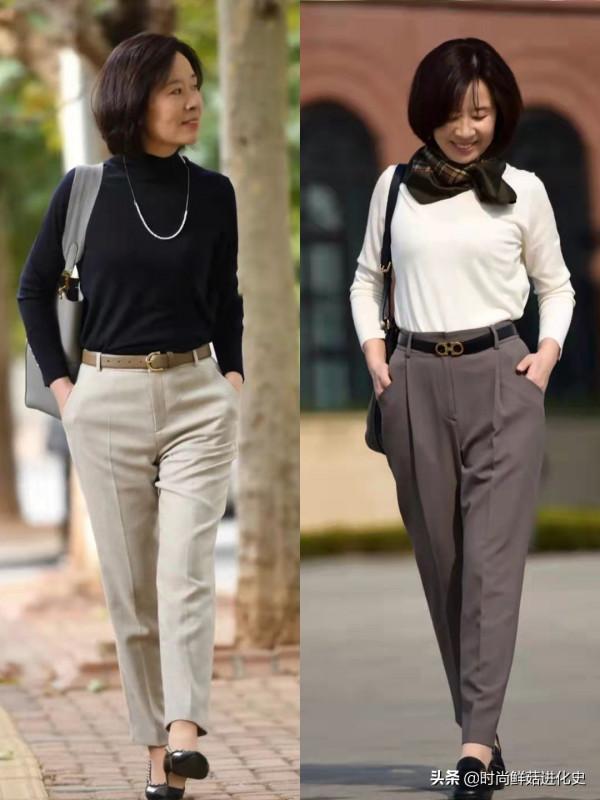 放棄你的“小黑褲”吧！今秋“卡其灰褲”火了，五六十歲穿更時髦