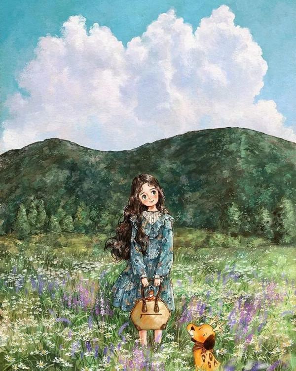 每日插畫｜aeppol的治癒系森林少女日記，休息一會兒再走也沒關係