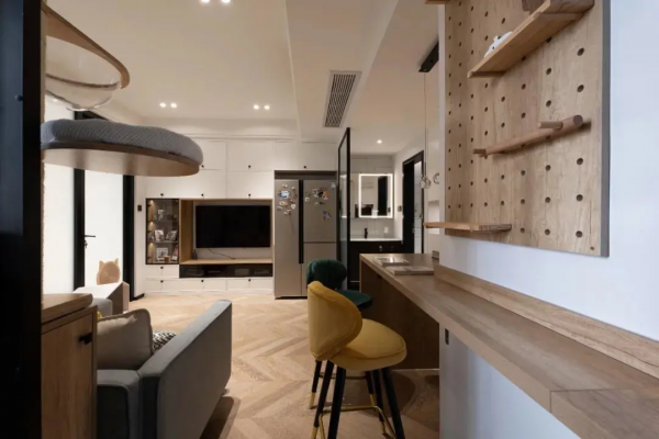 42㎡全靠拆牆打造通透無敵的空間，1人4貓的貓系新居