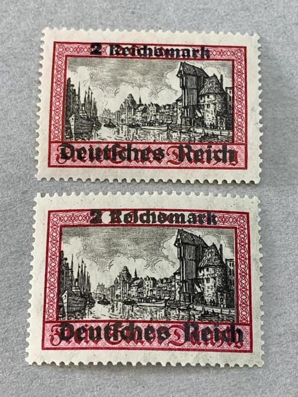 德國1939但澤迴歸加字高值2枚研究