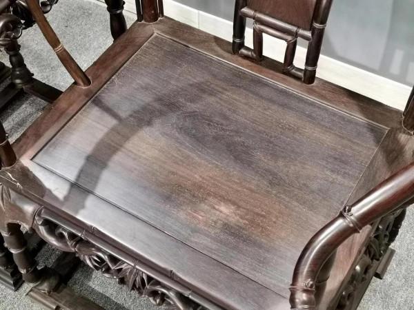 精品大紅酸枝老貨竹節圈椅三件套