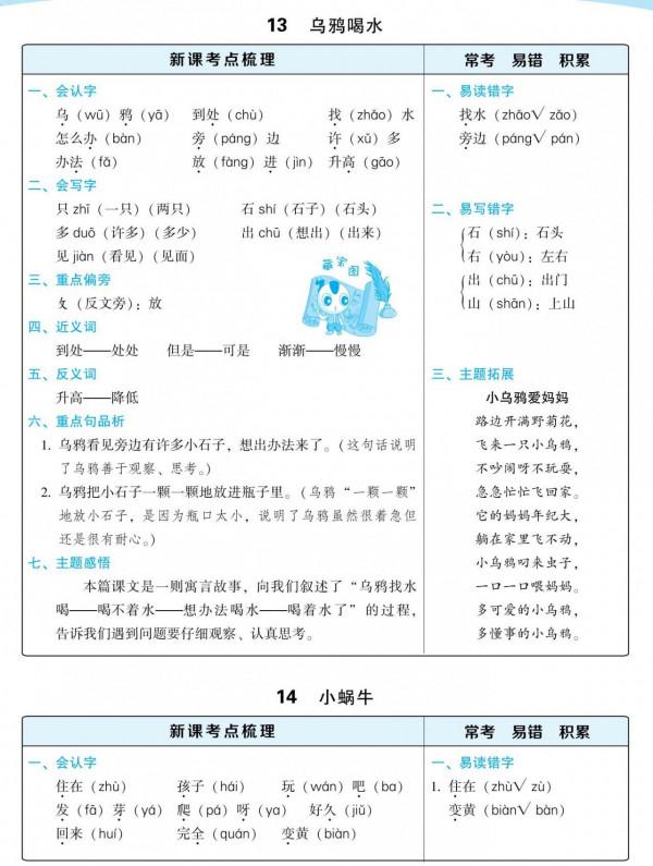 一年級語文上冊「每課考點」梳理彙總，這些知識必須掌握