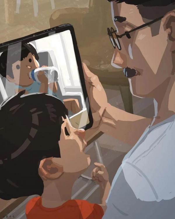 會畫畫的爸爸,太暖了 會畫畫的爸爸,太暖了