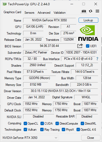 索泰RTX3050顯示卡首發評測：1080P下的神卡，2K60幀勉強能戰