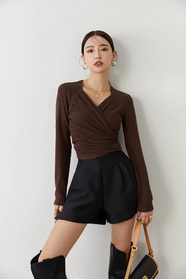 秋冬季新款氣質內搭針織衫長袖彈力純色T恤套頭打底衫