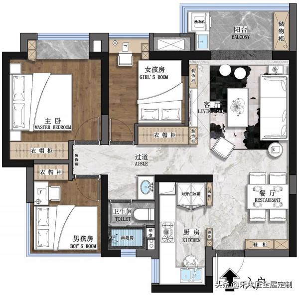 89㎡三居，收納美學營造清新格調，舒適生活原來這麼簡單