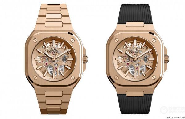 柏萊士推出BR 05玫瑰金鏤空腕錶和精鋼鑲鑽腕錶