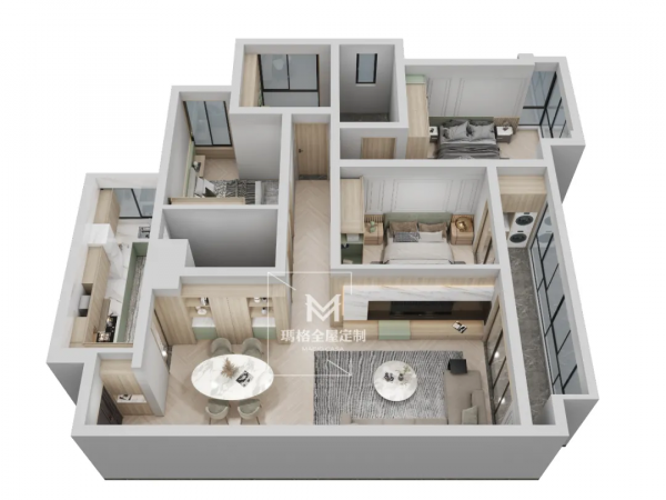 文藝情調滿屏溢位!這129㎡灰湖綠+摩卡印象設計,美得讓人服氣 文藝情調滿屏溢位!這129㎡灰湖綠+摩卡印象設計,美得讓人服氣