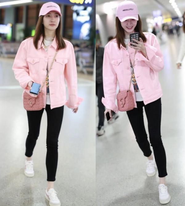 江疏影難得粉嫩一回，看到下半身我無語，這腿是真實存在的嗎？