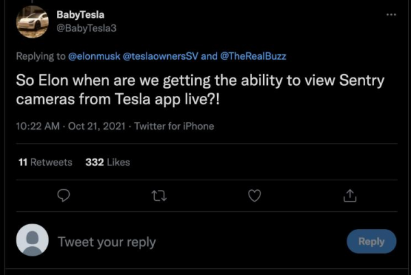 特斯拉車主將很快能遠端檢視車輛攝像頭