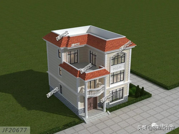 三層歐式別墅，配色清新雅緻，造型大氣精美，別墅看起來明亮溫暖