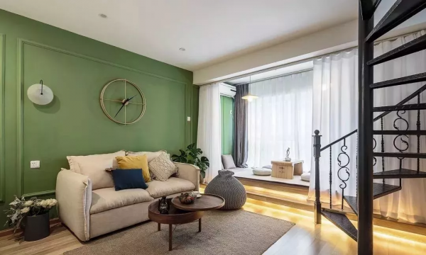 32㎡輕奢風格裝修，清新綠色Loft小戶型溫馨又實用