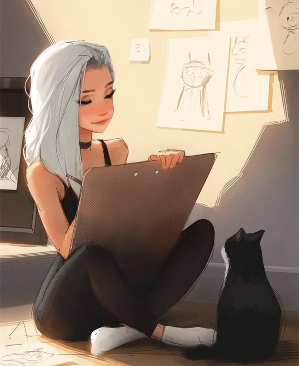 畫師和貓咪的日常，不少動漫開局就送寵物，有陪伴作用還能當外掛